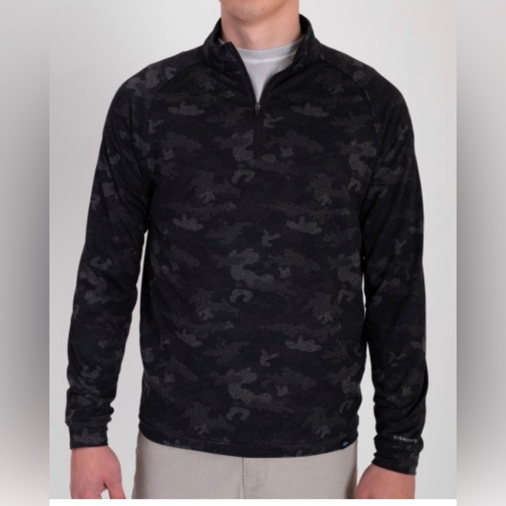 Men's Kyodan Gray camouflage Long Sleeve Seamless 1/4 Zip Shirt